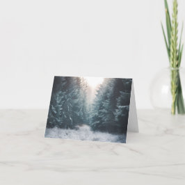 Winter Bos Licht Kerstkaart - Vreedzame Sneeuw Feestdagen Kaart