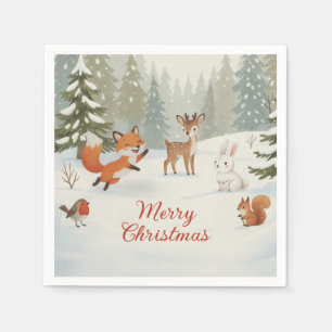 Winter Bos Merry Christmas Bosdieren Servet