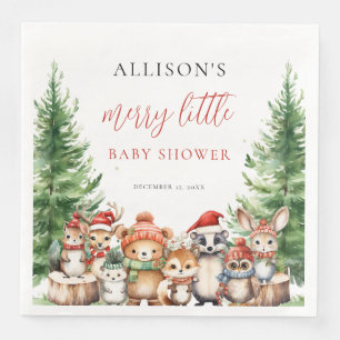 Winter Bos Merry Little Kerst Baby Shower Servet