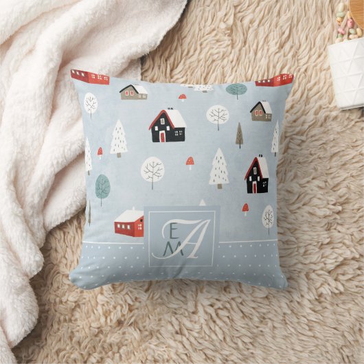 Winter bos monogram Scandinavische volkskunst Kussen (Deken)