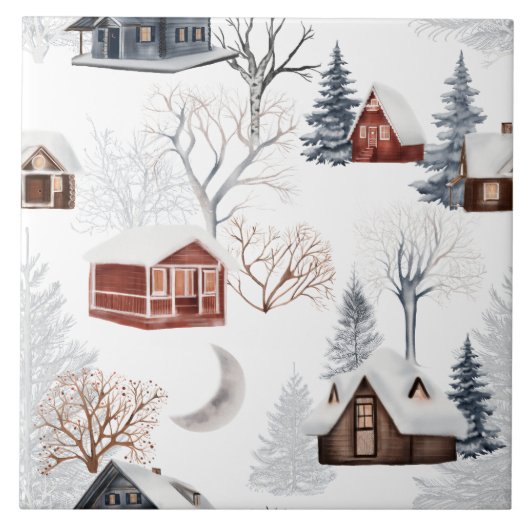 Winter Bos Patroon Tegeltje (Voorkant)