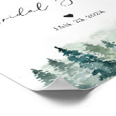 Winter Bos Pine Trees Bruiloft Feest Sign Poster (Hoek)