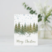 Winter Bos Rendier Vakantie Kerstkaart Feestdagenkaart (Staand voorkant)