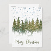 Winter Bos Rendier Vakantie Kerstkaart Feestdagenkaart (Voorkant / Achterkant)