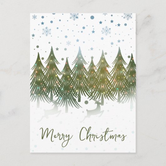 Winter Bos Rendier Vakantie Kerstkaart Feestdagenkaart (Voorkant)
