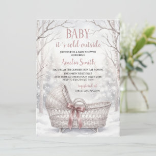Winter Bos Roze Het Is Koud Buiten Baby Borrel Kaart
