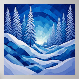 Winter Bos Saffierblauw ❄️ Poster
