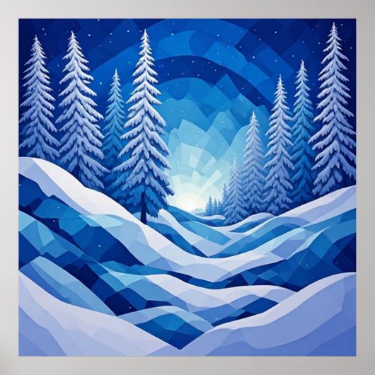 Winter Bos Saffierblauw ❄️ Poster (Voorkant)