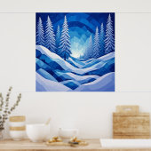 Winter Bos Saffierblauw ❄️ Poster (Keuken)
