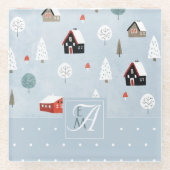 Winter bos Scandinavische monogram decoratie Glazen Onderzetter (Voorkant)