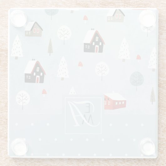 Winter bos Scandinavische monogram decoratie Glazen Onderzetter (Achterkant)