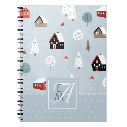 Winter bos Scandinavische monogram decoratie Notitieboek (Voorkant)