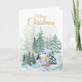 Winter Bos Scene Kerstkaart Feestdagen Kaart (Voorkant)