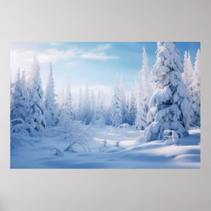 Winter Bos Serene Landschap Surreal Poster