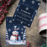 Winter Bos Sneeuwman Kerstfeest Kaart<br><div class="desc">Nodig gasten uit op uw feestje met deze feestelijke Winter Forest Snowman Christmas Holiday Party Invite. Invite design beschikt over een schattige sneeuwman in een charmante hoge hoed en sjaal staande in een winter bos scène met vallende sneeuw. Personaliseer met uw partij en RSVP-details. Extra cadeau- en vakantieartikelen zijn ook...</div>