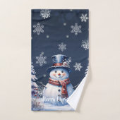 Winter Bos Sneeuwman Kerstmis Bad Handdoek (Handdoek)