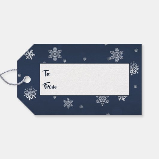 Winter Bos Sneeuwman Kerstmis Cadeaulabel (Achterkant Horizontaal)