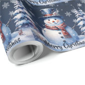 Winter Bos Sneeuwman Kerstmis Cadeaupapier (Rol Hoek)