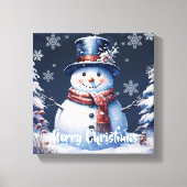 Winter Bos Sneeuwman Kerstmis Canvas Afdruk (Voorkant)