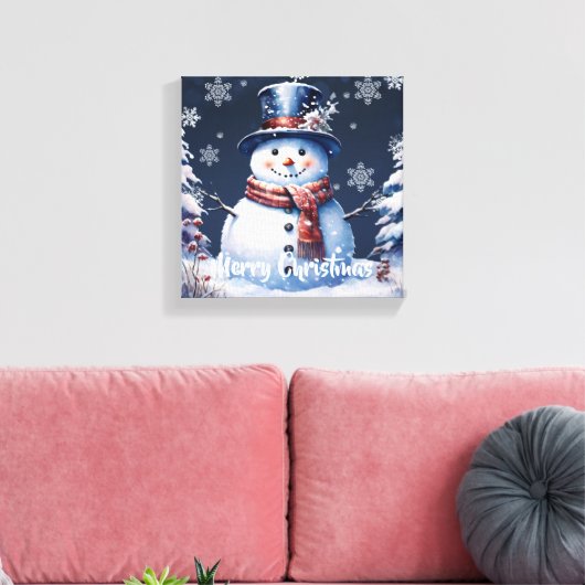 Winter Bos Sneeuwman Kerstmis Canvas Afdruk (Insitu (Woonkamer))