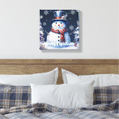 Winter Bos Sneeuwman Kerstmis Canvas Afdruk (Insitu (Slaapkamer))
