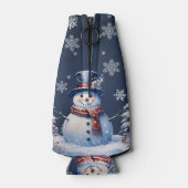 Winter Bos Sneeuwman Kerstmis Flesjeskoeler (Achterkant)