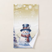 Winter Bos Sneeuwman Kerstmis | Goud Bad Handdoek (Handdoek)