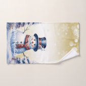 Winter Bos Sneeuwman Kerstmis | Goud Bad Handdoek (Handdoek)