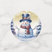 Winter Bos Sneeuwman Kerstmis | Goud Confetti (Kleine voorkant)