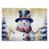 Winter Bos Sneeuwman Kerstmis | Goud Groot Cadeauzakje