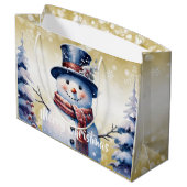 Winter Bos Sneeuwman Kerstmis | Goud Groot Cadeauzakje