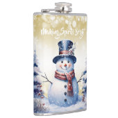 Winter Bos Sneeuwman Kerstmis | Goud Heupfles (Rechts)