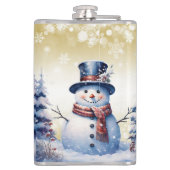 Winter Bos Sneeuwman Kerstmis | Goud Heupfles (Achterkant)