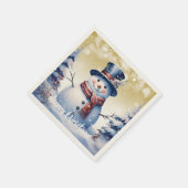 Winter Bos Sneeuwman Kerstmis | Goud Servet (Hoek)