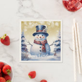 Winter Bos Sneeuwman Kerstmis | Goud Servet (Insitu)