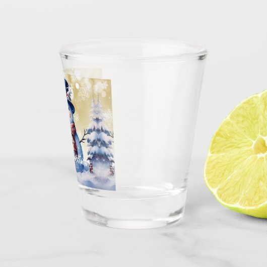 Winter Bos Sneeuwman Kerstmis | Goud Shot Glas (Rechts)