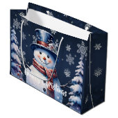Winter Bos Sneeuwman Kerstmis Groot Cadeauzakje (Voorkant Gekanteld)