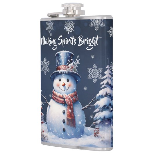 Winter Bos Sneeuwman Kerstmis Heupfles (Links)