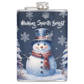 Winter Bos Sneeuwman Kerstmis Heupfles (Voorkant)