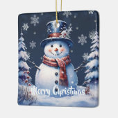 Winter Bos Sneeuwman Kerstmis Keramisch Ornament (Links)