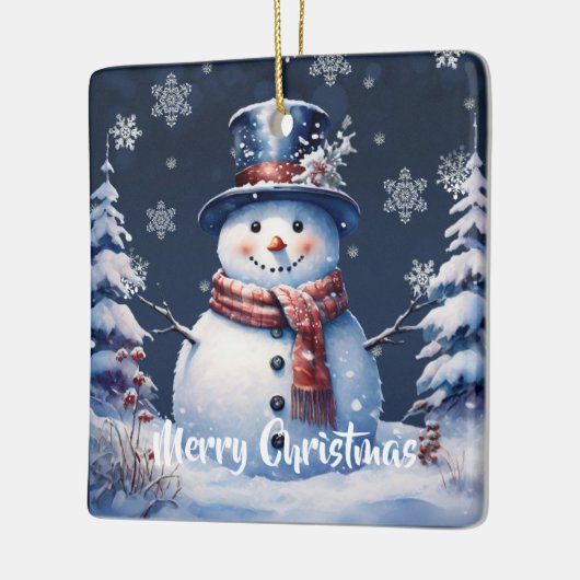 Winter Bos Sneeuwman Kerstmis Keramisch Ornament (Links)