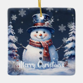 Winter Bos Sneeuwman Kerstmis Keramisch Ornament (Voorkant)