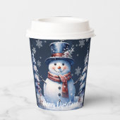 Winter Bos Sneeuwman Kerstmis Papieren Bekers (Achterkant)