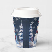 Winter Bos Sneeuwman Kerstmis Papieren Bekers (Rechts)