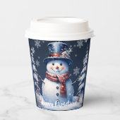 Winter Bos Sneeuwman Kerstmis Papieren Bekers (Voorkant)