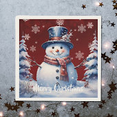 Winter Bos Sneeuwman Kerstmis | Rood Servet