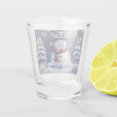 Winter Bos Sneeuwman Kerstmis Shot Glas (Achterkant)