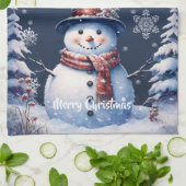 Winter Bos Sneeuwman Kerstmis Theedoek (Gevouwen)