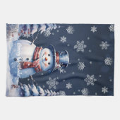 Winter Bos Sneeuwman Kerstmis Theedoek (Horizontaal)