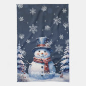 Winter Bos Sneeuwman Kerstmis Theedoek (Verticaal)